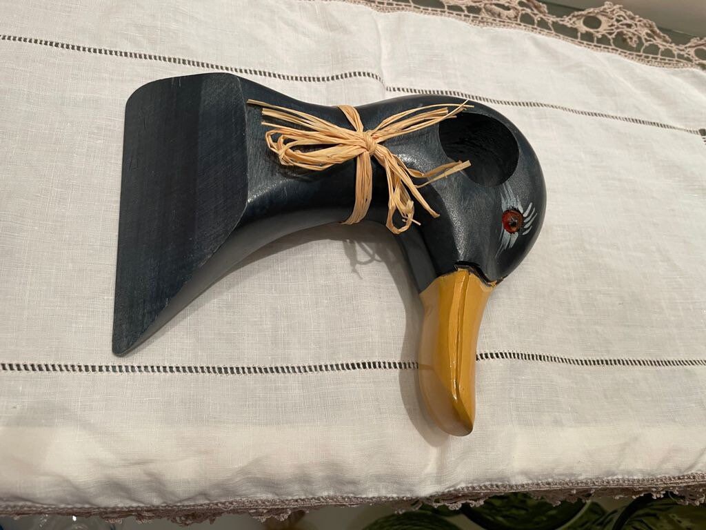 Vintage handgeschnitzt und bemalt massiv Holz grünlich blau | Etsy