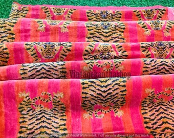 Indian Soft Luxury Velvet Floral and Animal Print Fabric Upholstery