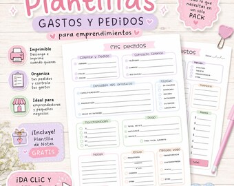 Printable Templates for Entrepreneurs | Expense and Order Tracker | PDF Business Organizer | Printable Business Planner