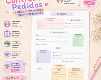 Printable Order Template | PDF Order Tracker | Organizer for Entrepreneurs | Includes Free Template