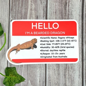 Hello I'm A Bearded Dragon Tank Sticker | Reptile Info Label