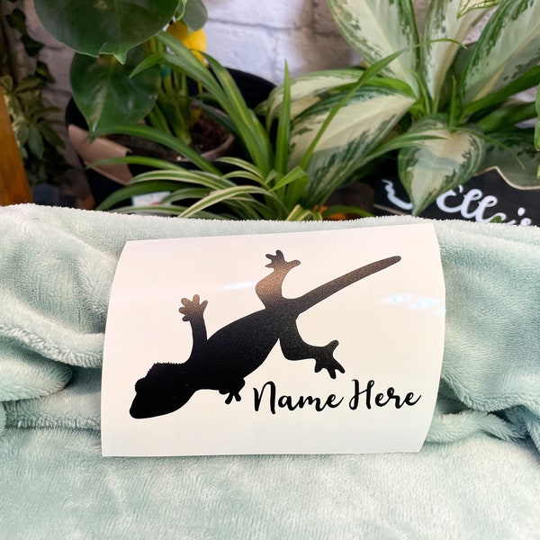 Customized Crested Gecko Vinyl Decal | Personalized Crestie Tank Decal