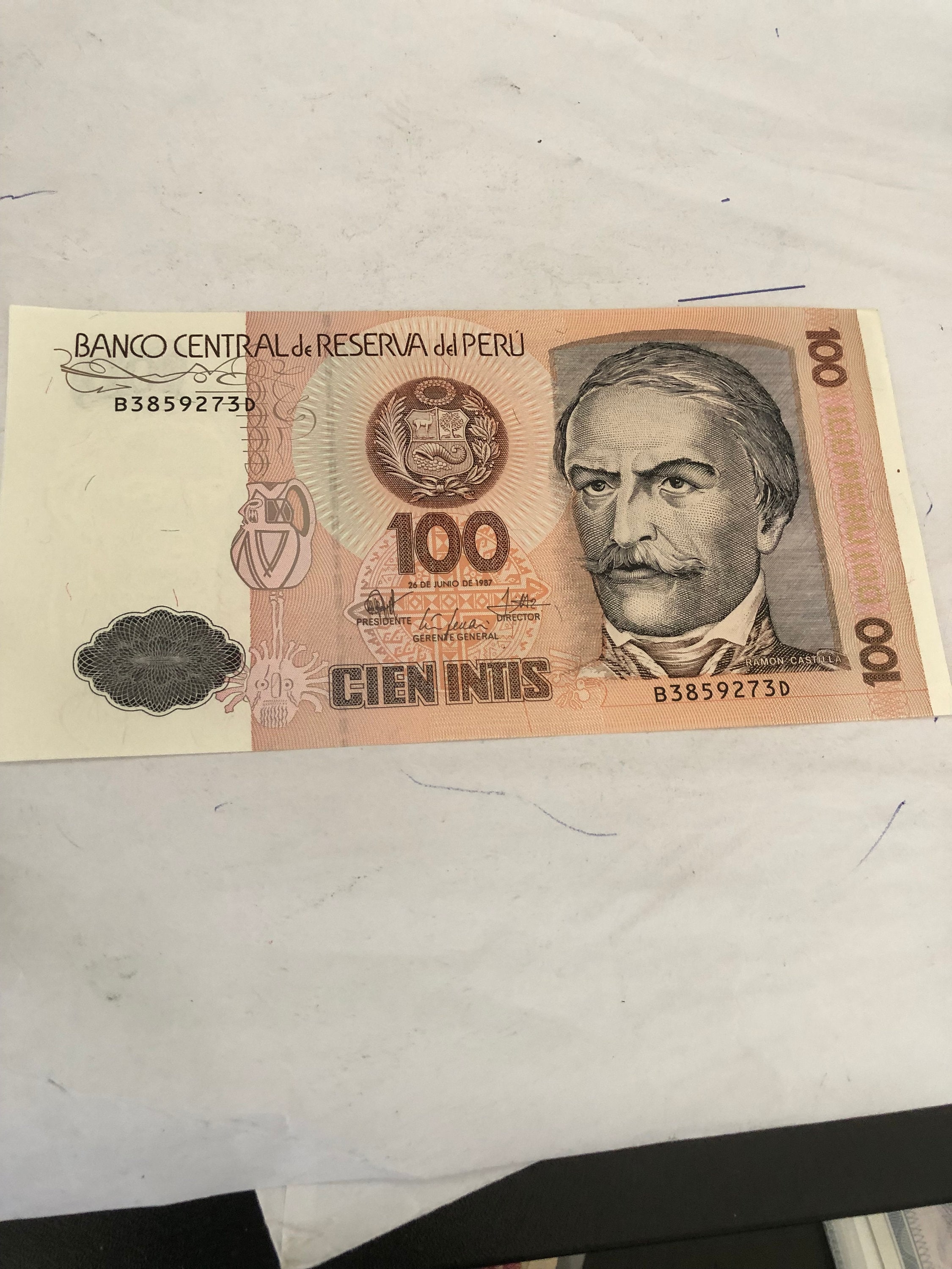 昔のペルーのハイパーインフレの頃のINTISの紙幣です。 ペルー 500インティス札 1987 UNC | 世界の紙幣,O ～ Z | i-Coins Next