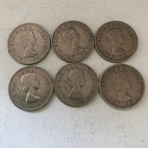 Queen Elizabeth II Sixpence Coins Different Dates 6 in tota