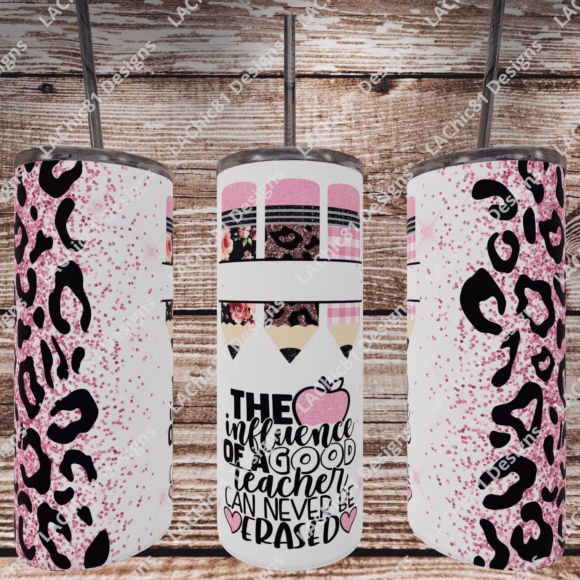 Pink Leopard Teacher Tumbler Etsy