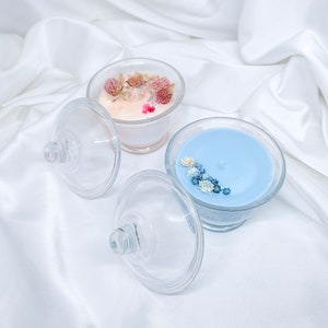 Velas florales de soja / Vela sin perfume / Recipiente de vidrio / Velas de contenedor / Vela botánica