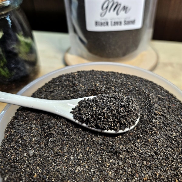 Black Lava Sand for Terrariums and Bonsai - Premium Lava Sand - Perfect Moisture-Retaining Soil Amendment - Decorative and Functional