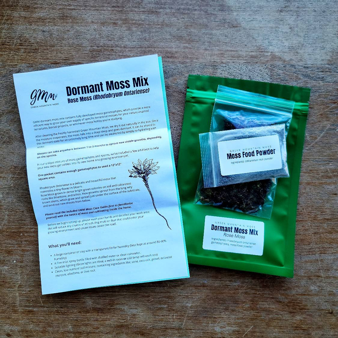 Grow Your Own Live Moss for Terrarium Projects, Dormant Moss Mix Rose