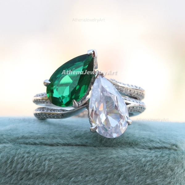 Toi Et Moi Megan Fox Engagement Ring/MachineGun Kelly Gift To Megan/Pear Moissanite Engagement Ring/ Toi Et Moi Ring/ Wedding Ring For Her