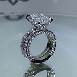 5Ct Radiant Moissanite Engagement Ring,Radiant Bridal Ring Set, Wedding Ring Set.