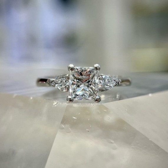950 Platinum Engagement Diamond Rings Certified Lab Created 2 Carat Radiant  Cut