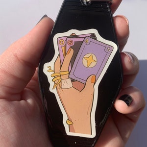 Tarot Reader Motel Keychain | Black Motel Keychain | Resin Motel Keychain | Spiritual Keychain Accessory | Tarot Reading Keychain