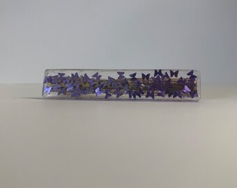 Purple Butterfly Glitter Resin Gold Hair Clip Barrette