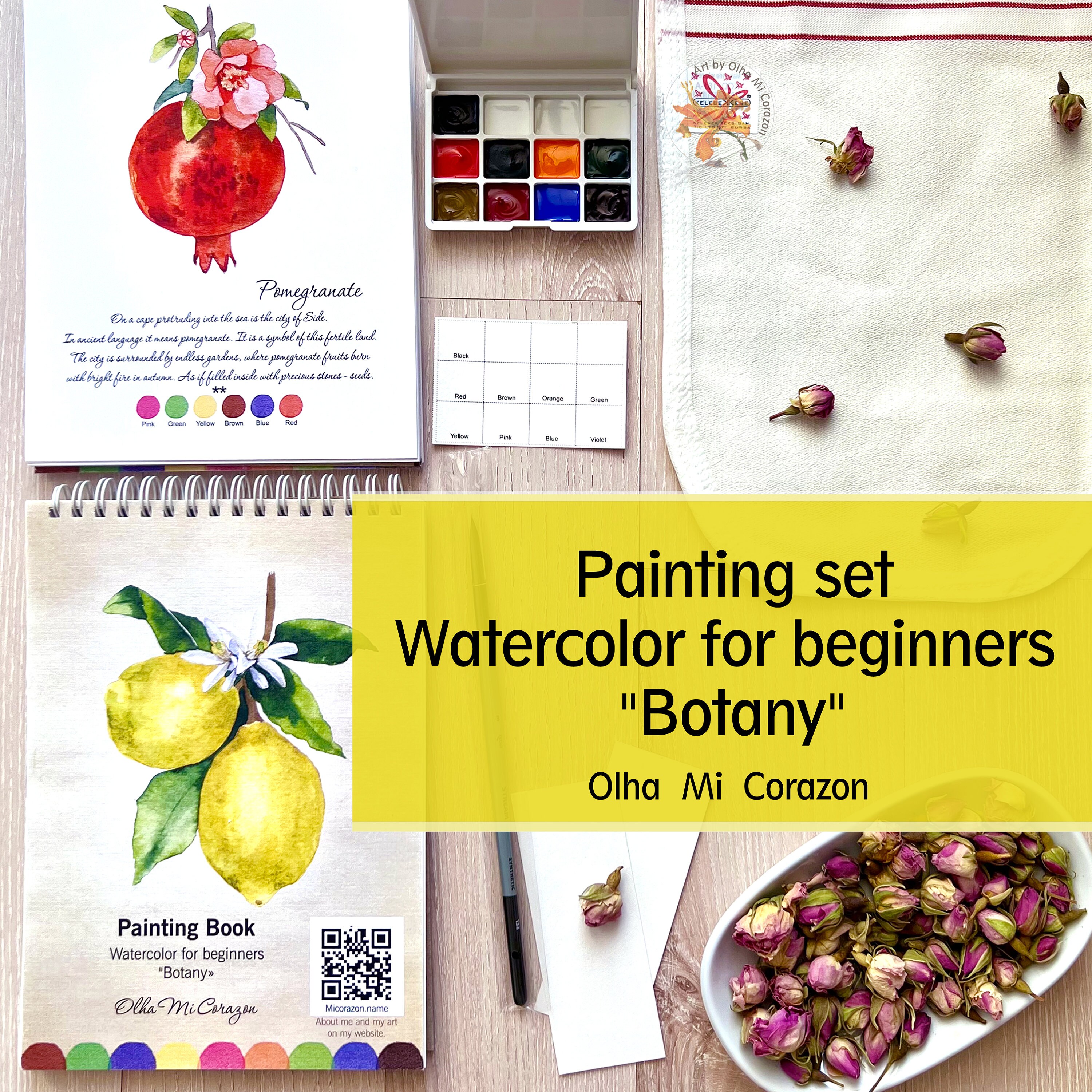Watercolor Painting Kit, 3 Designs Included, Pollinator Theme, Bees, Birds,  for Adults, for Kids, Indoor Activity, Beginner Watercolor 