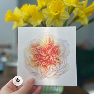 Tarjeta de cumpleaños con flores - Tarjeta del día de la madre - Tarjeta de felicitación con rosas inglesas con amor - Tarjeta de felicitación para ella - Tarjeta con rosas en acuarela del artista