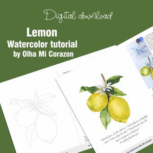 Aquarel tutorial Citroen. door Olga Mi Corazon. Beginnersniveau. bloemen kleurplaten voor volwassenen