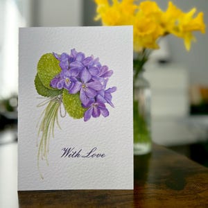 Flower Birthday Card - Mother's Day Card - Viola Odorata Greeting Card with love - greeting card for her - Watercolor viola card from artist