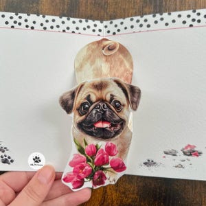 Tarjeta de cumpleaños de perro emergente en 3D, tarjeta de felicitación de cumpleaños, tarjeta de arte de Pug, tarjetas de perros divertidas, tarjetas de Pug lindas de acuarela del artista,