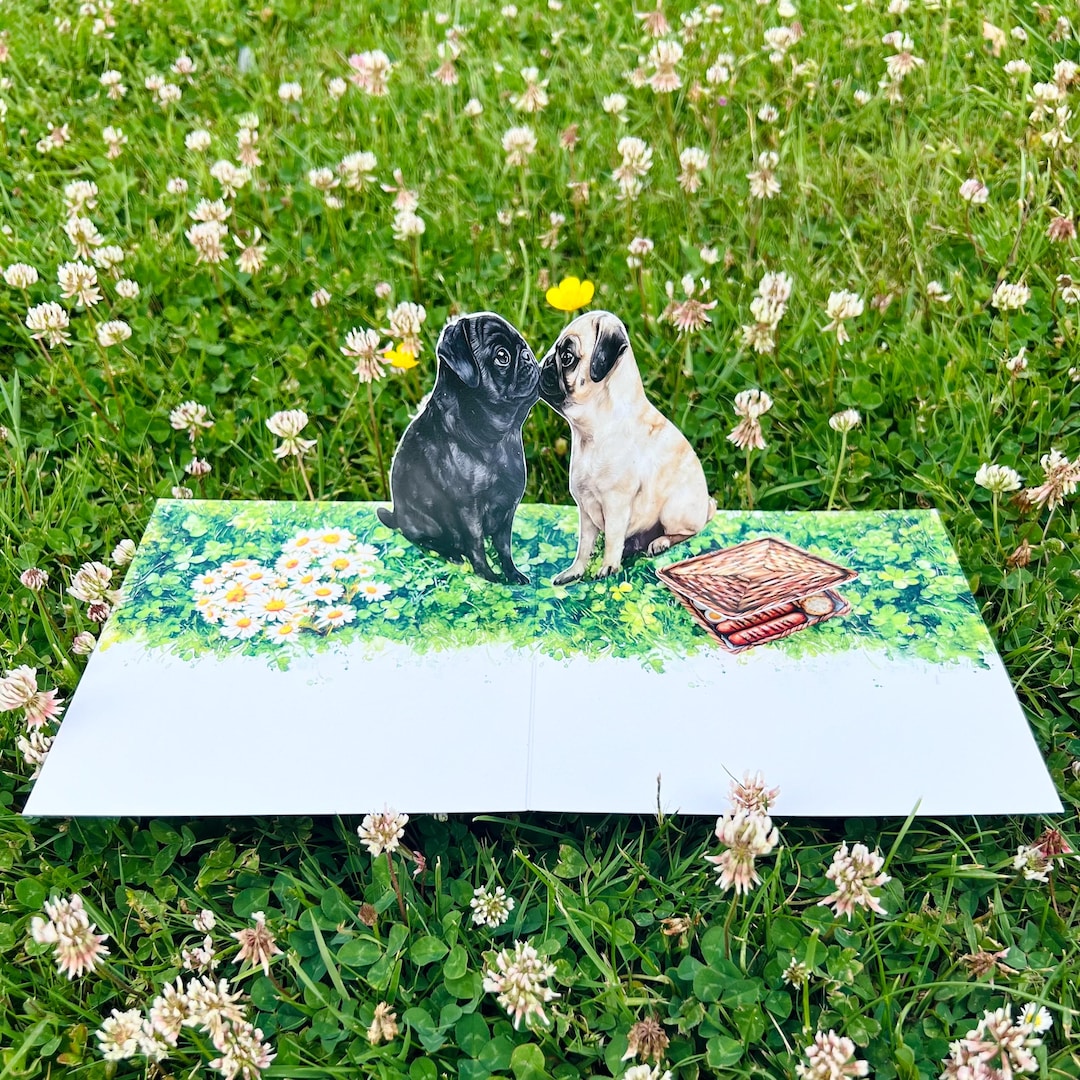 Limah® Pop Up Dog Card, Birthday Card, Greetings Card, Friendship Card, Gift Card, Surprise Card With A Large Dog (Labrador) And A Green 3D Meadow