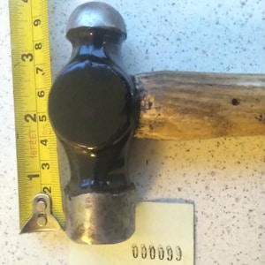 Medium  ball pein hammer with ash shaft.  fully refinished ready for use.