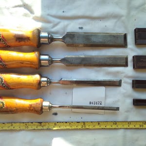 set of 4 pairing chisels cleaned and honed ready for use. [003472]