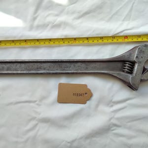 15 Inch Bacho "crescent" style Adjustable Wrench. Cleaned and serviced in good working condition , [001563]