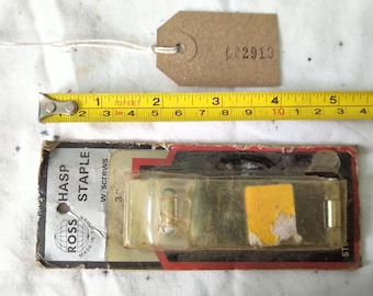 small (3") hasp and staple by Ross. New old stock in original packaging. [002910]