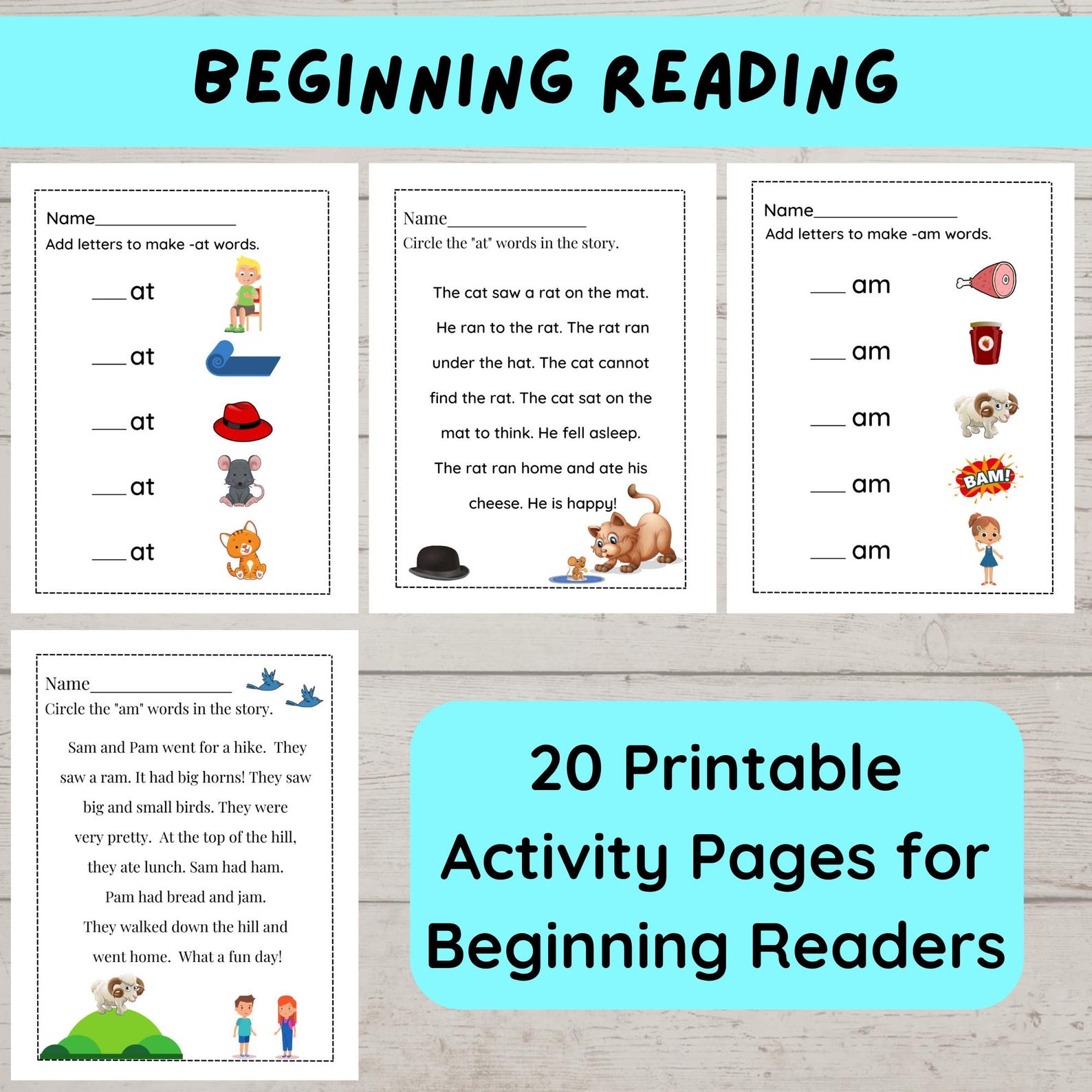 Phonics Worksheets for Kindergarten First Grade Printable, Learn to ...