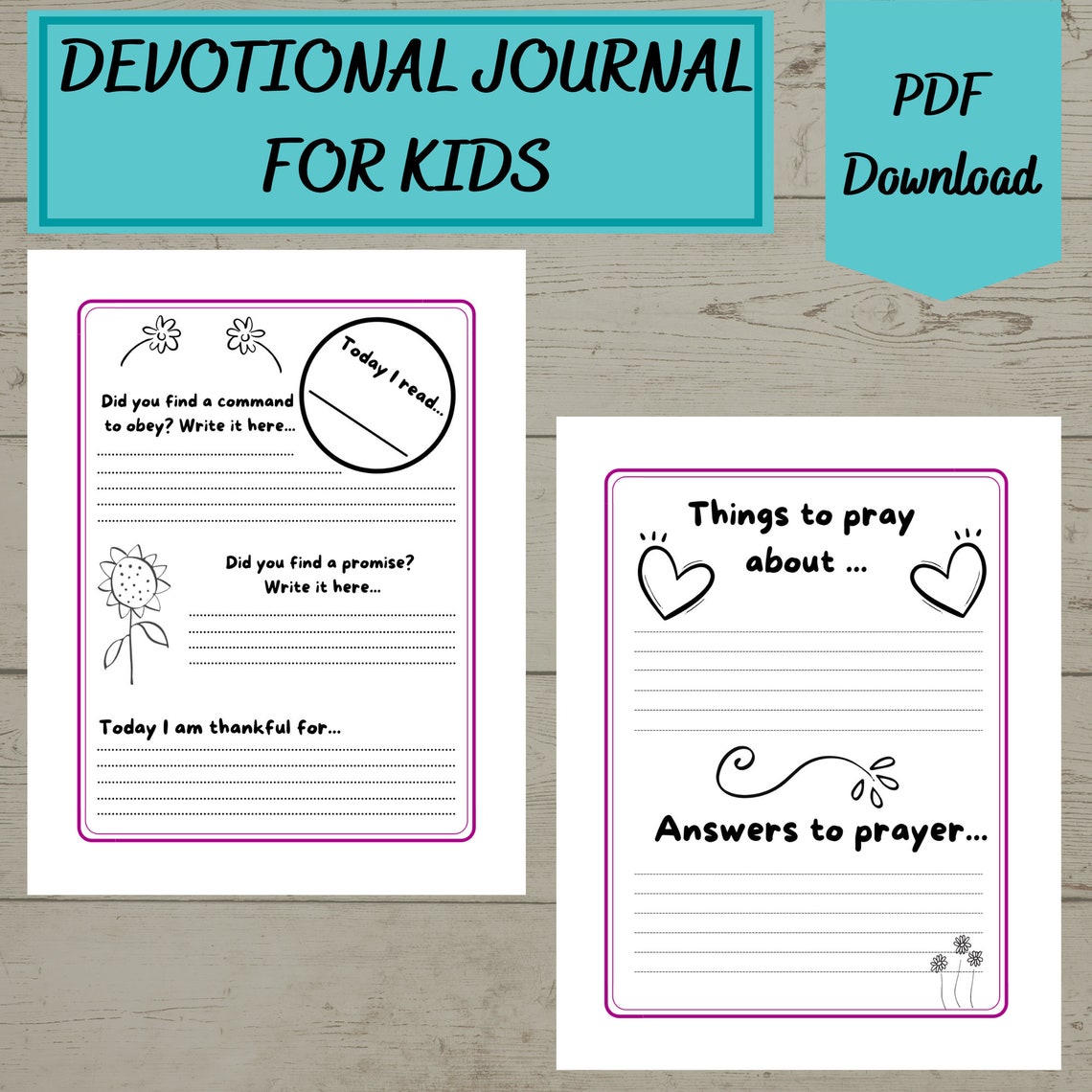 Devotional Journal for Kids Printable With Flowers - Girls Bible Study ...