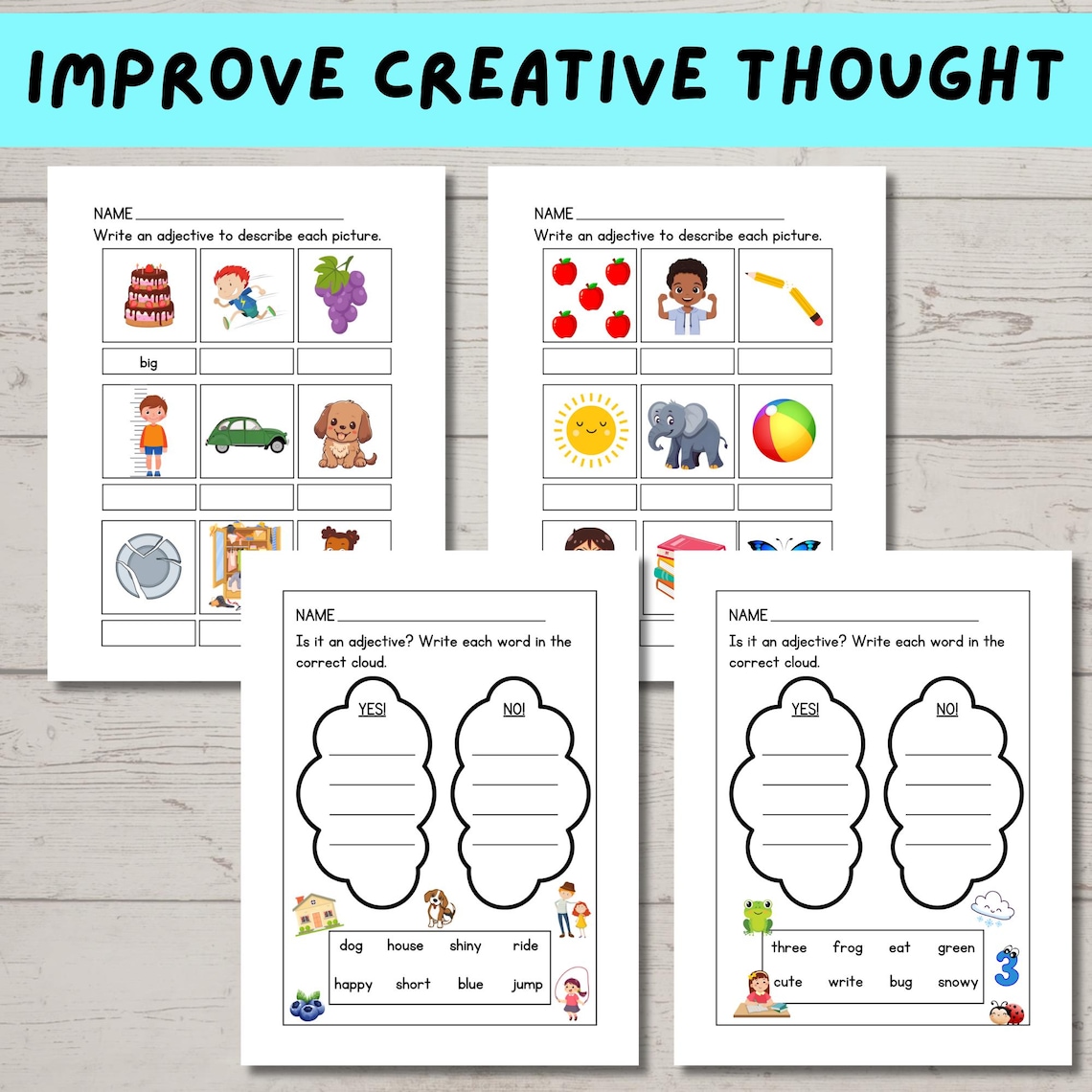 Adjectives Worksheets: 2nd Grade Grammar Practice (digital Download) - Etsy