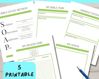 Printable SOAP Bible Study Journal: Sermon Notes, Prayer (PDF Download)