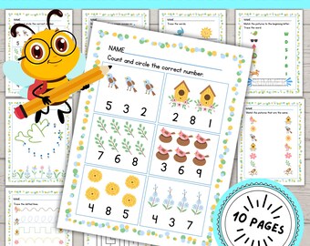 Kindergarten Activity Worksheets: Summer Skills Practice (Digital Download)