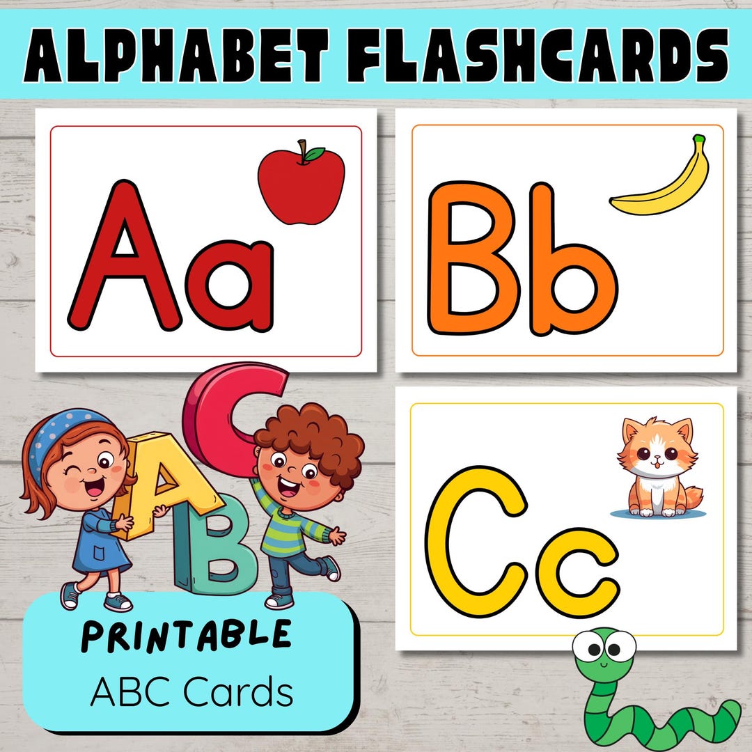 Printable Alphabet Flashcards for Preschool, ABC Flash Cards for Kids ...