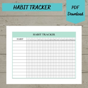 Habit Tracker Printable - Daily Habit Tracker - Monthly Habit Tracker