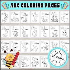 ABC Animal Coloring Pages: Preschool Alphabet Learning (PDF Download)