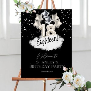 18th Birthday Party Welcome Board, Eighteenth Birthday Balloon Party Entrance Sign, Personalised Welcome to the Party, Birthday Party Poster