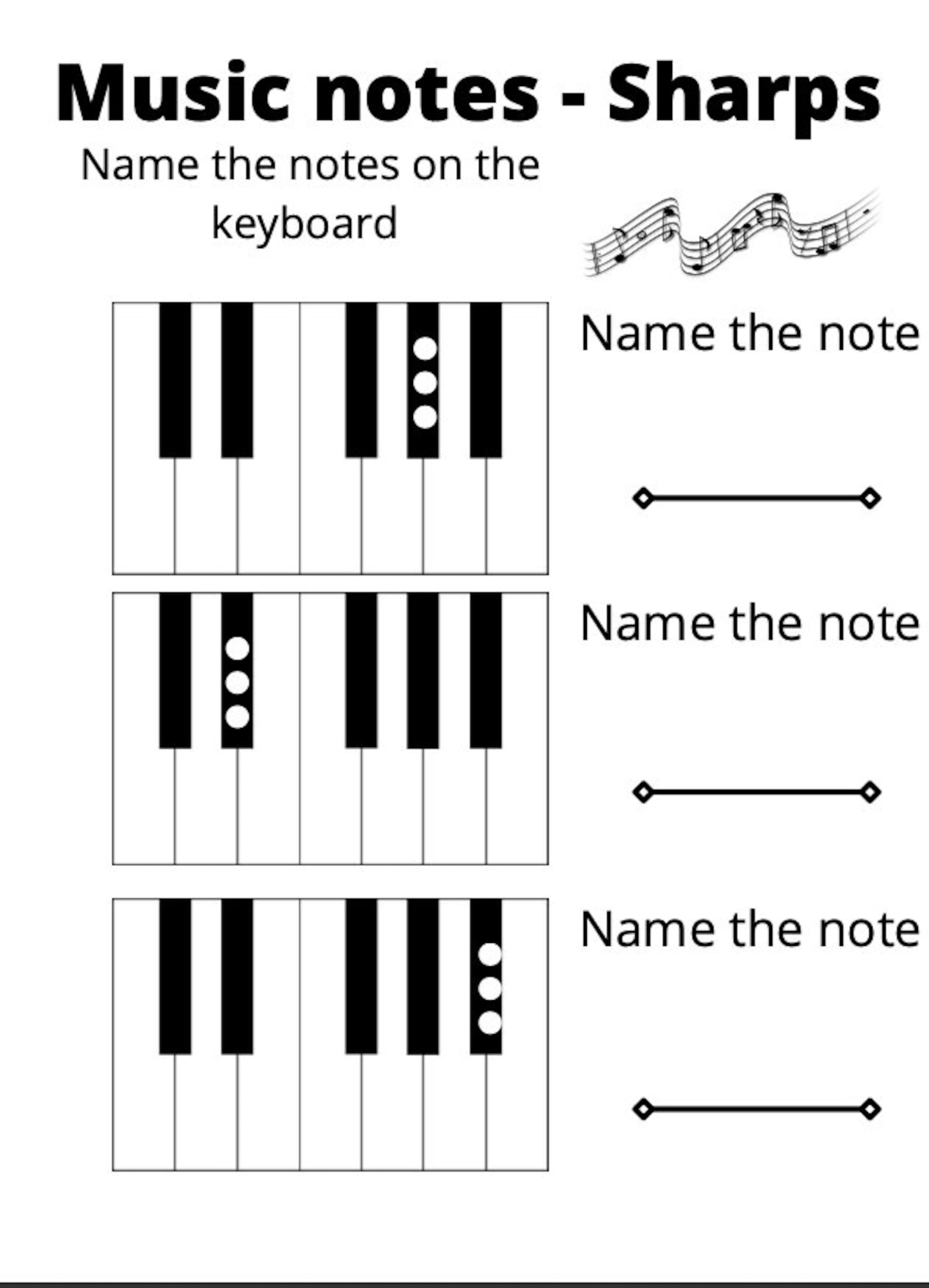 18 Name the Piano Notes Worksheets. Includes Sharps, Flats and Majors ...