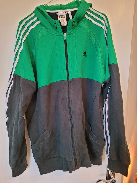 Adidas Old Hoody Zip Green and Black - Etsy