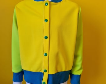 Cacti kids bomber jacket yellow green blue funky