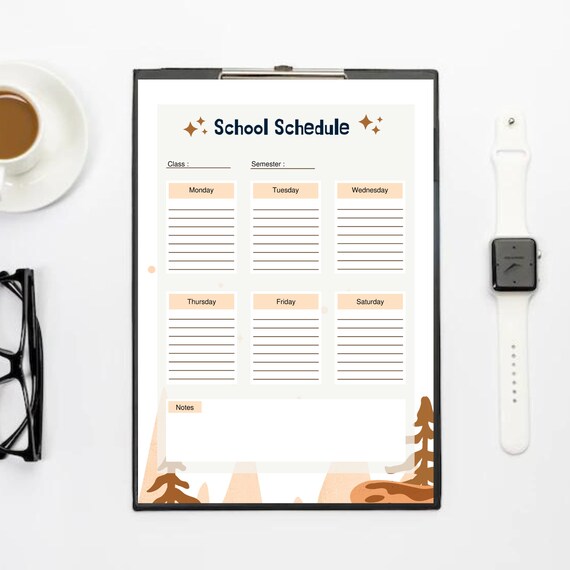 Printable School Schedule Planner Digital School Planner Etsy
