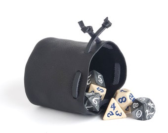 Leather Dice Bag, Small Dice Pouch, Coin Purse, Drawstring Container, Nerdy Gifts for Gamer, TTRPG Accessory, Handmade Bag, Leather Pouch