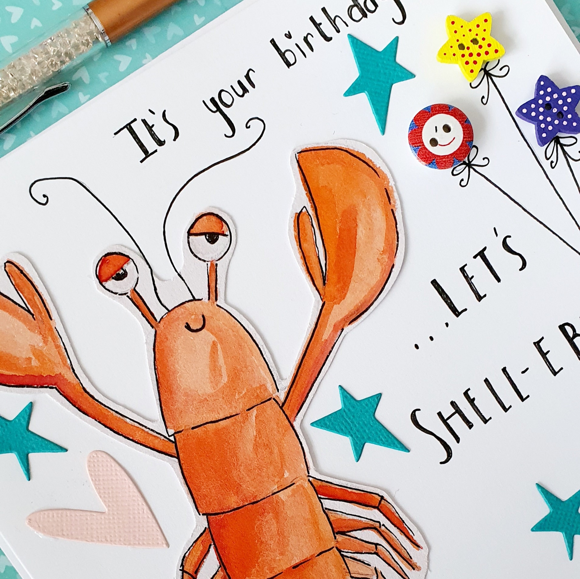 Lobster Happy Birthday Card -7x7inch SIZE /lobster Cards/you're My ...