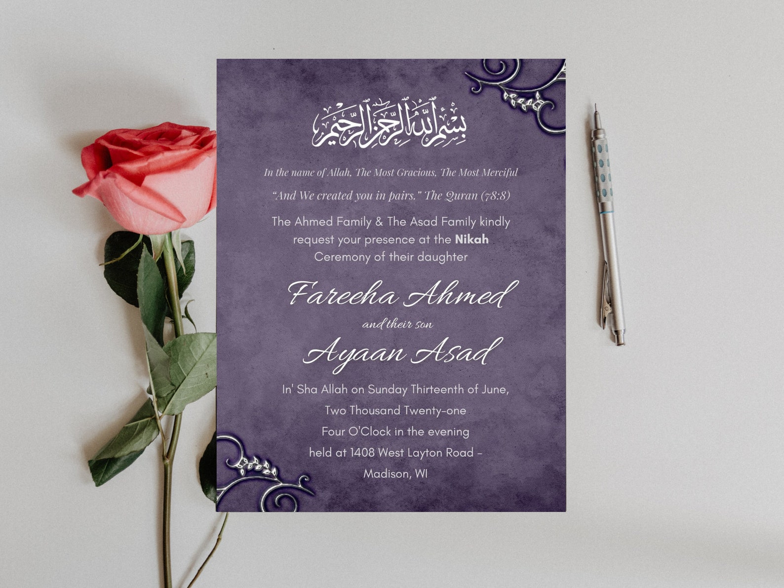 Buy Islamic Wedding Invitation Custom Muslim Nikah Invitation Nikah and Valima Invite Printable