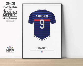 FRANCE | Personnalisable Nom & Numéro - Flocage Maillot Football - Poster Minimaliste - Affiche - FRENCH