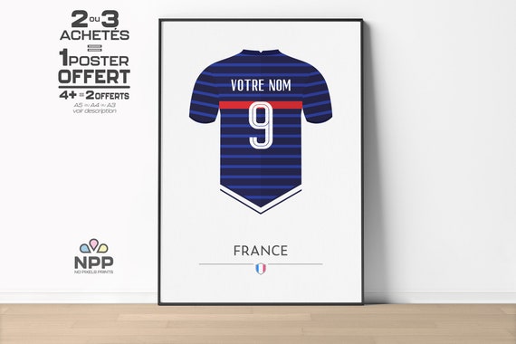 FRANCE Personnalisable Nom Numero Flocage Maillot Football Poster Minimaliste Affiche FRENCH Etsy France