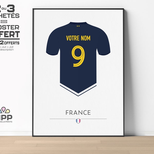 ᐒᐈ Affiche Personnalisée FRANCE 2022 ᮺ Poster de Foot Personnalisable ᮺ Affiche Cadeau de Football Prénom Enfant ᮺ Foot Décoration ᮺ Dom.