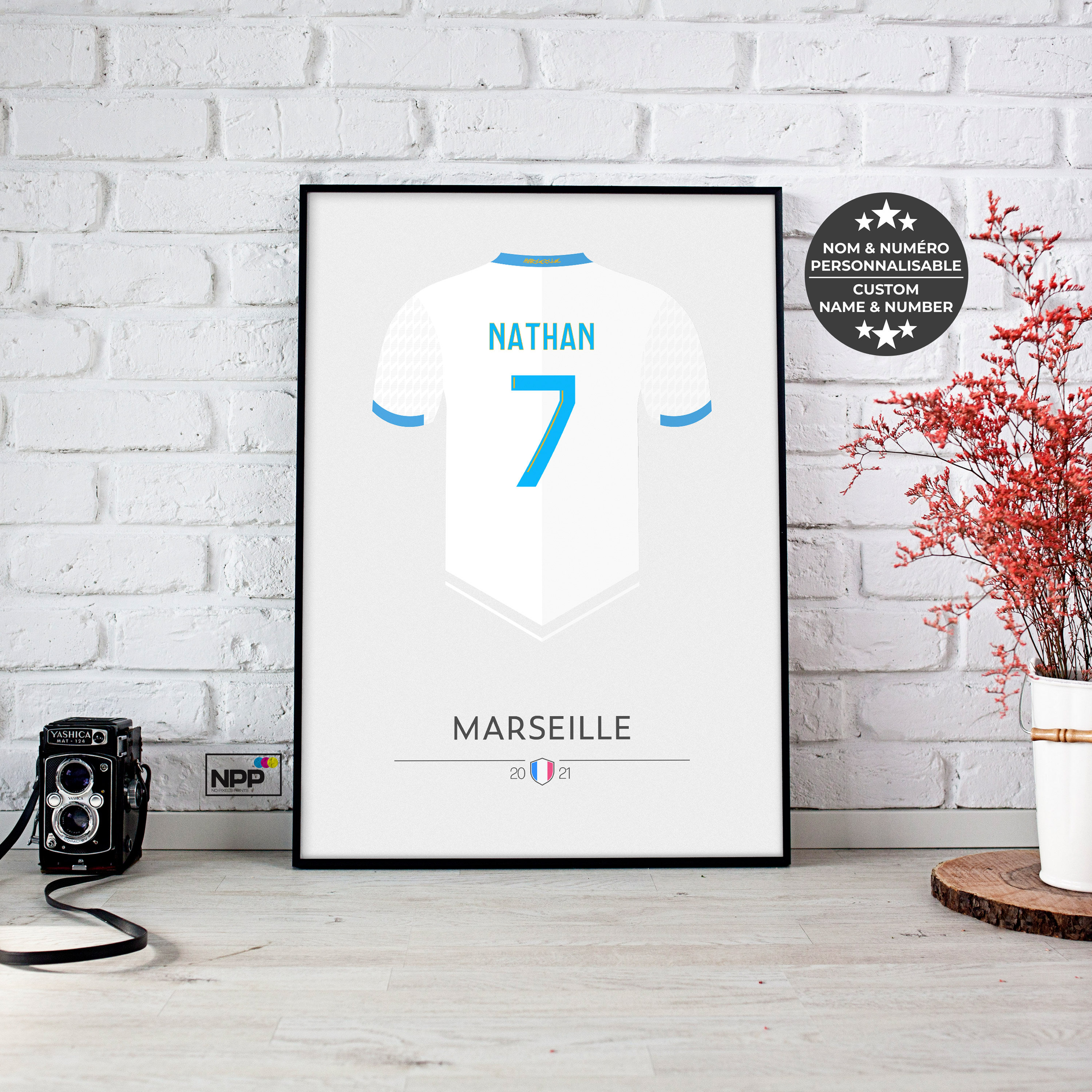 Football poster recto verso équipes Olympique Lyon Olympique Marseille 1978-79