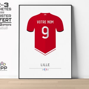 LILLE | 21-22 | Customizable Name & Number - Flocking Football Shirt - Minimalist Poster - Poster