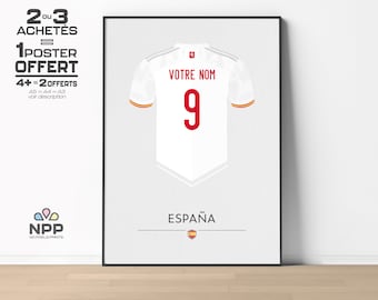 ESPAGNE | Personnalisable Nom & Numéro - Flocage Maillot Football - Poster Minimaliste - Affiche - ESPAÑA