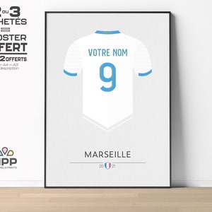 OM-MARSEILLE | 20-21 | Customizable Name & Number - Flocking Football Shirt - Minimalist Poster - Poster